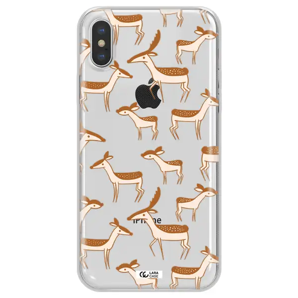 a pattern of deer and fawns Apple iPhone X Clear TPU Case