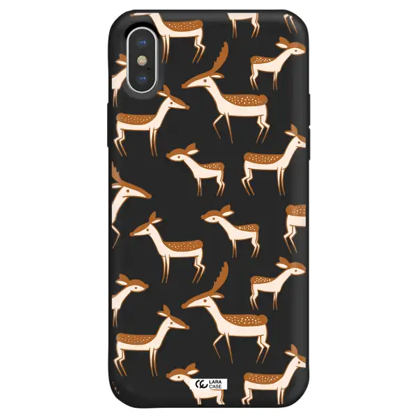 a pattern of deer and fawns Apple iPhone X Silicone black Case
