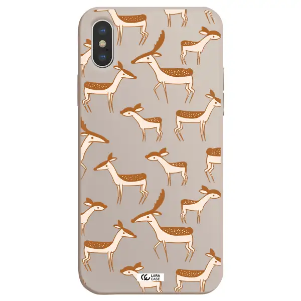 a pattern of deer and fawns Apple iPhone X Silicone Stone Case
