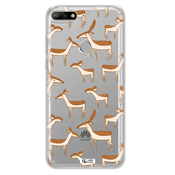 a pattern of deer and fawns Huawei Y7 2018 Clear TPU Case