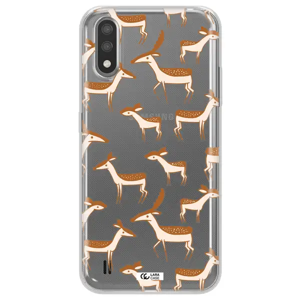 a pattern of deer and fawns Samsung A01 Clear TPU Case
