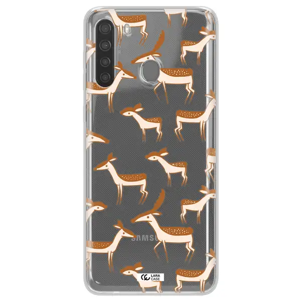 a pattern of deer and fawns Samsung A21 Clear TPU Case