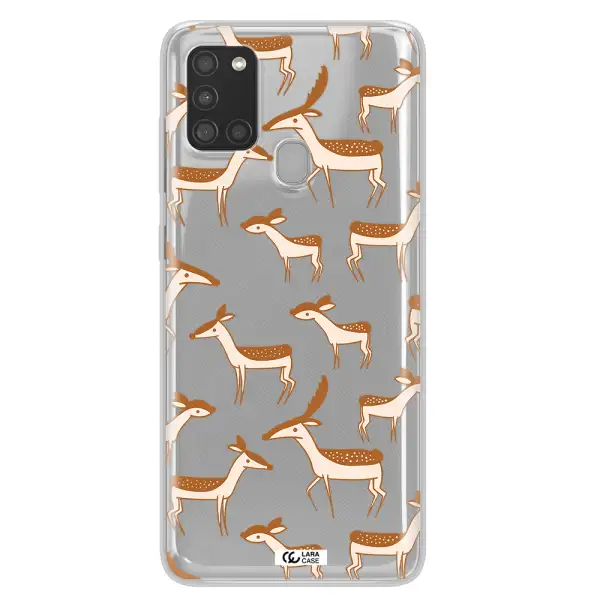 a pattern of deer and fawns Samsung A21S Clear TPU Case