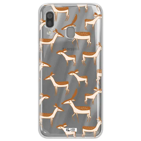 a pattern of deer and fawns Samsung A30 Clear TPU Case