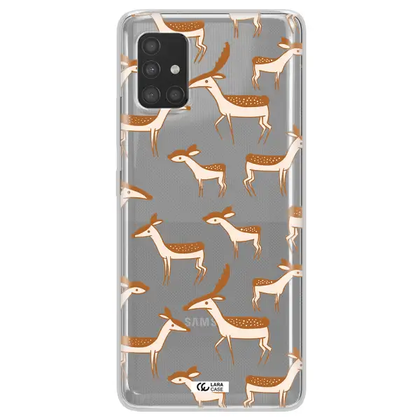 a pattern of deer and fawns Samsung A51 Clear TPU Case