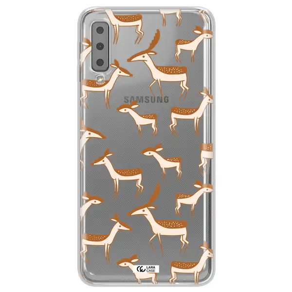 a pattern of deer and fawns Samsung A7 2018 Clear TPU Case