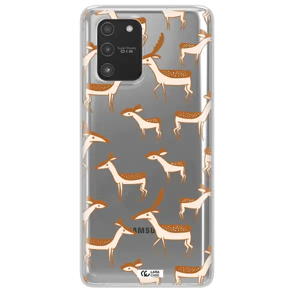 a pattern of deer and fawns Samsung A91 Clear TPU Case