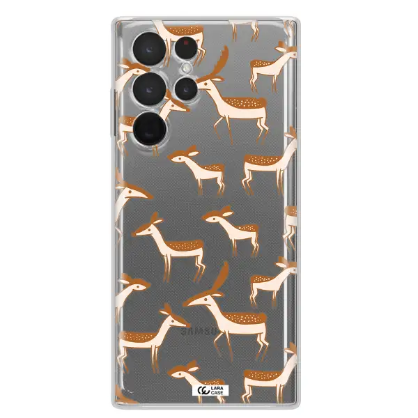 a pattern of deer and fawns Samsung S 22 Ultra Clear TPU Case