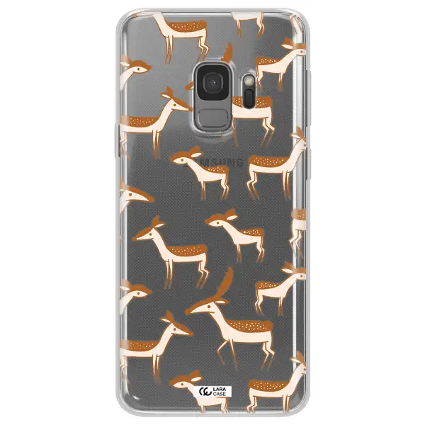 a pattern of deer and fawns Samsung S9 Clear TPU Case