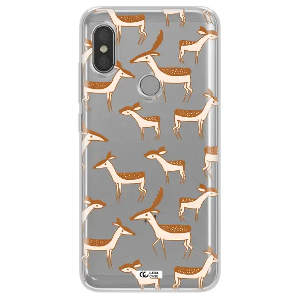 a pattern of deer and fawns Xiaomi Redmi Note 6 Pro Clear TPU Case