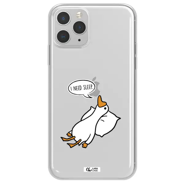 a cartoon of a duck with a pillow Apple iPhone 11 pro Clear TPU Case
