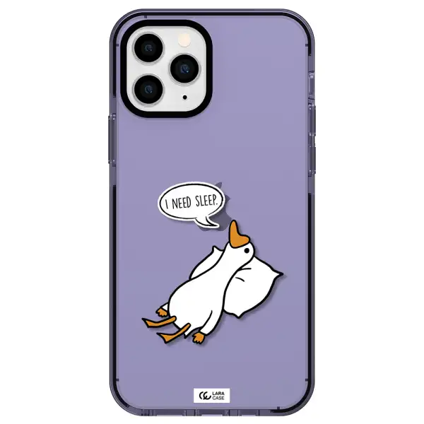 a cartoon of a duck with a pillow Apple iPhone 11 pro impact Lilac Case