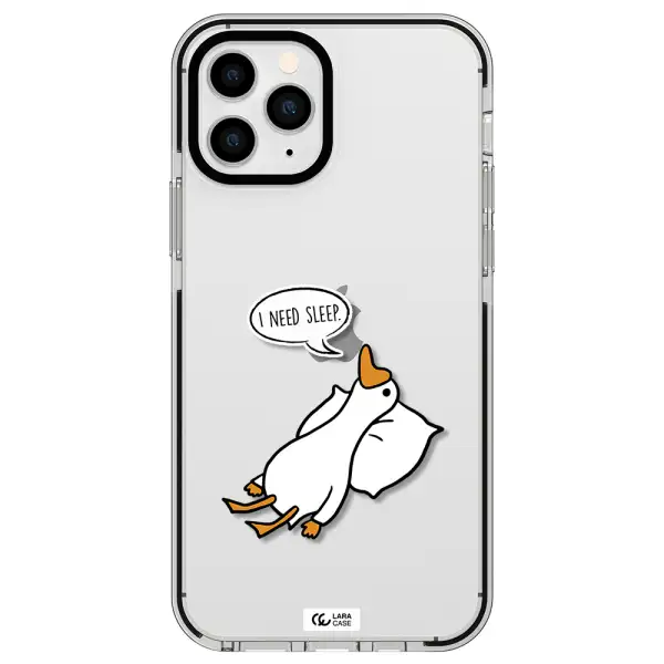 a cartoon of a duck with a pillow Apple iPhone 11 pro max impact black border Case