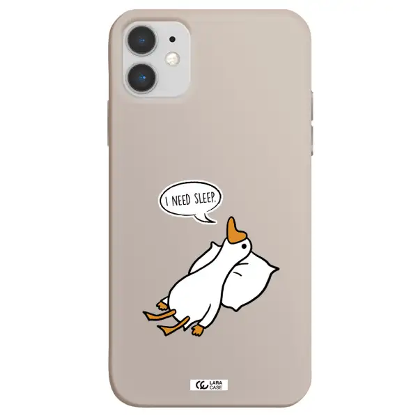 a cartoon of a duck with a pillow Apple iPhone 11 Silicone Stone Case