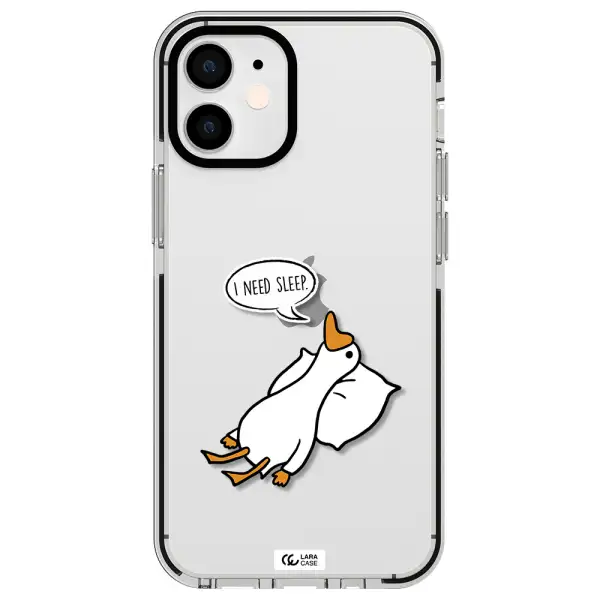 a cartoon of a duck with a pillow Apple iPhone 12 mini impact black border Case
