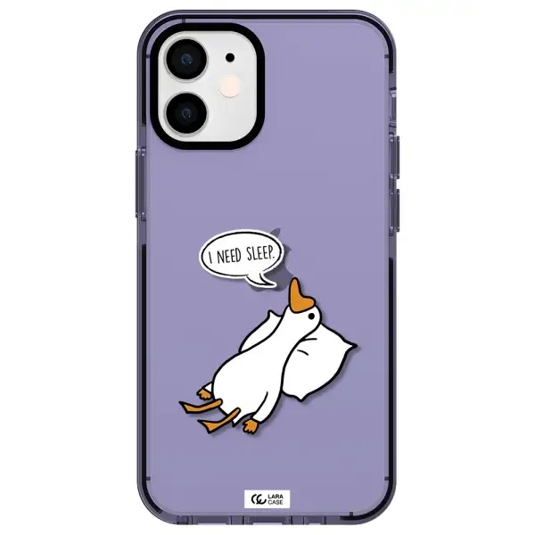 a cartoon of a duck with a pillow Apple iPhone 12 mini impact Lilac Case