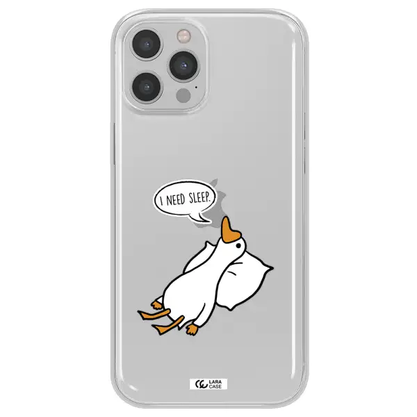 a cartoon of a duck with a pillow Apple iPhone 12 pro Clear TPU Case