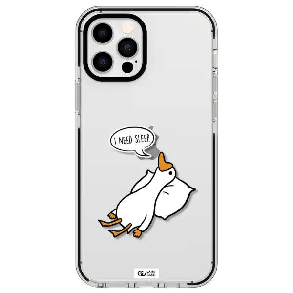 a cartoon of a duck with a pillow Apple iPhone 12 pro impact black border Case