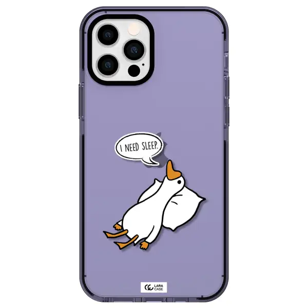 a cartoon of a duck with a pillow Apple iPhone 12 pro impact Lilac Case