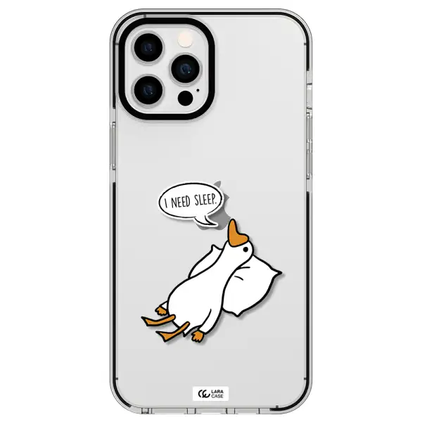 a cartoon of a duck with a pillow Apple iPhone 12 pro max impact black border Case