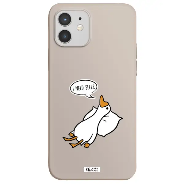 a cartoon of a duck with a pillow Apple iPhone 12 Silicone Stone Case