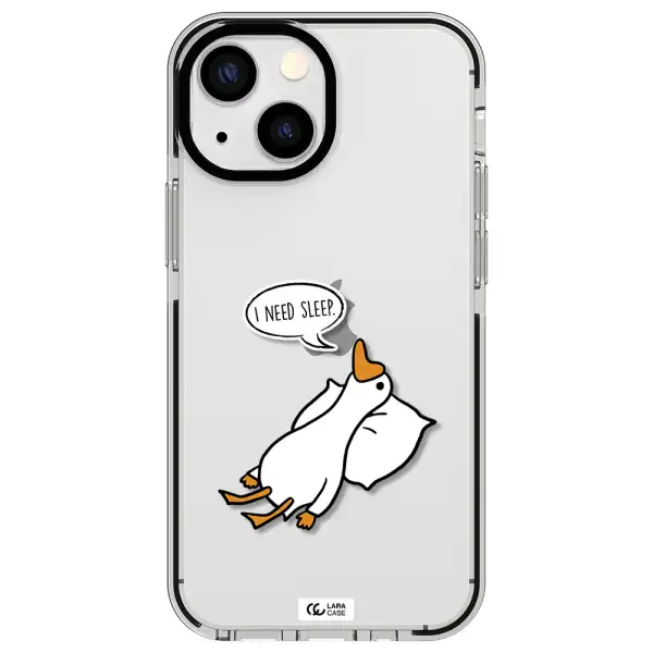 a cartoon of a duck with a pillow Apple iPhone 13 mini impact black border Case