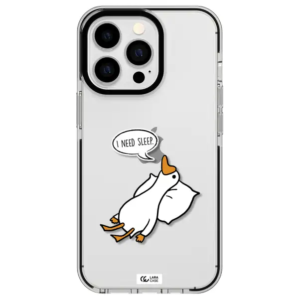 a cartoon of a duck with a pillow Apple iPhone 13 Pro impact black border Case