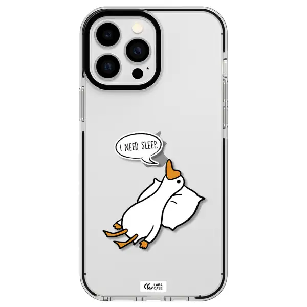a cartoon of a duck with a pillow Apple iPhone 13 Pro Max impact black border Case
