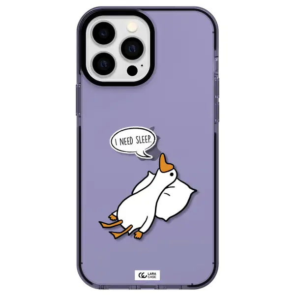 a cartoon of a duck with a pillow Apple iPhone 13 Pro Max impact Lilac Case