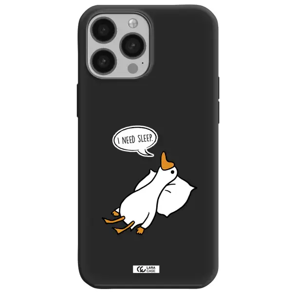 a cartoon of a duck with a pillow Apple iPhone 13 Pro Silicone black Case