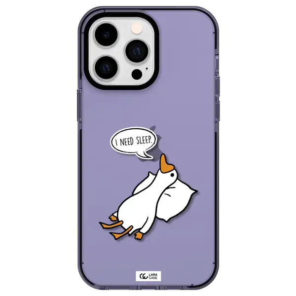 a cartoon of a duck with a pillow Apple iPhone 14 pro max impact Lilac Case