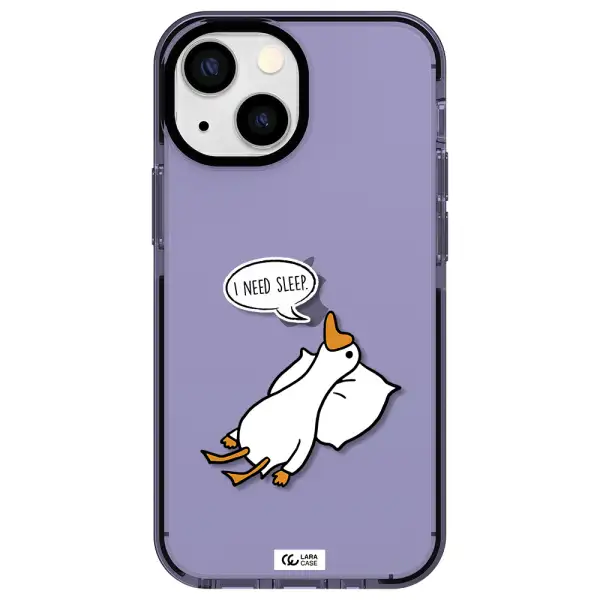 a cartoon of a duck with a pillow Apple iPhone 15 impact Lilac Case
