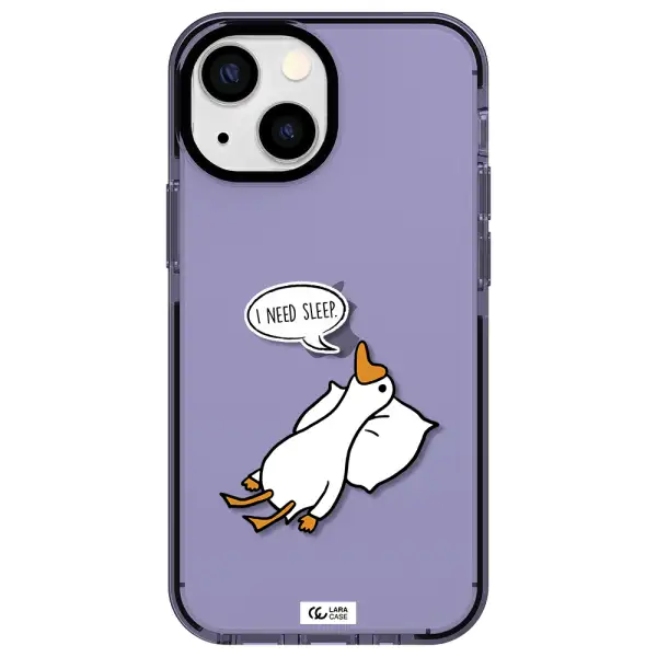 a cartoon of a duck with a pillow Apple iPhone 15 Plus impact Lilac Case