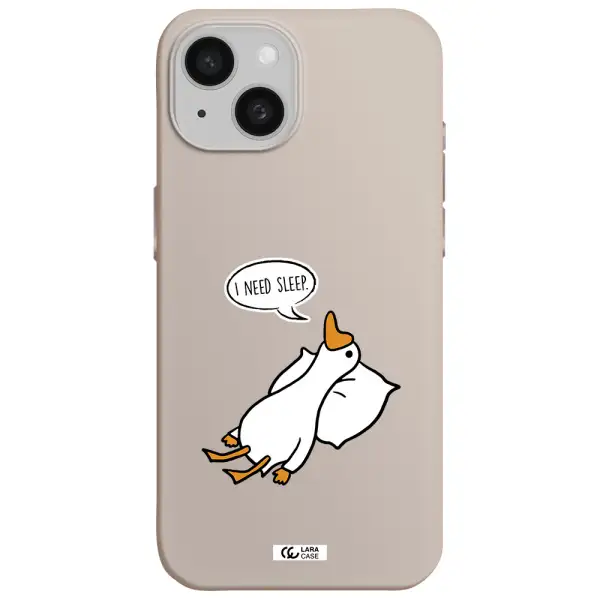 a cartoon of a duck with a pillow Apple iPhone 15 Silicone Stone Case