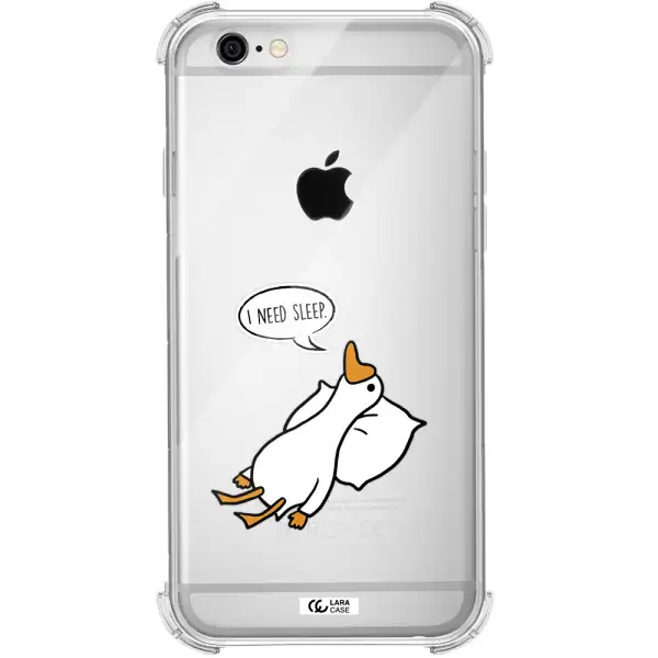 a cartoon of a duck with a pillow Apple iPhone 6 Clear PC Case