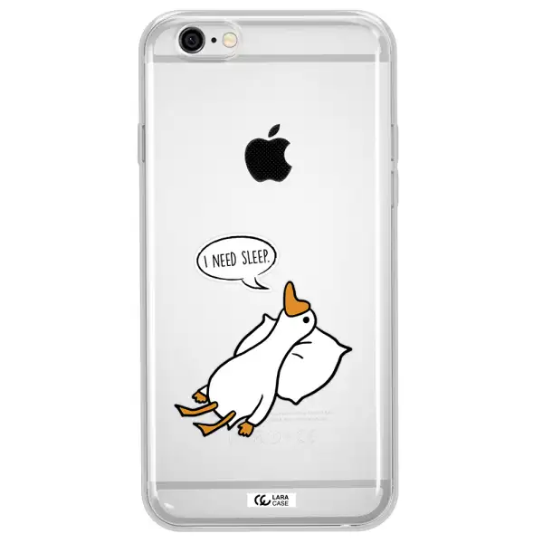 a cartoon of a duck with a pillow Apple iPhone 6 Clear TPU Case
