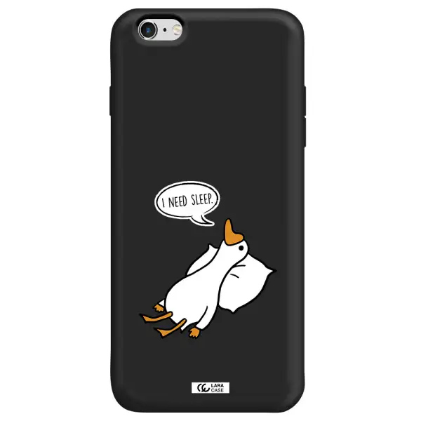 a cartoon of a duck with a pillow Apple iPhone 6 plus Silicone black Case