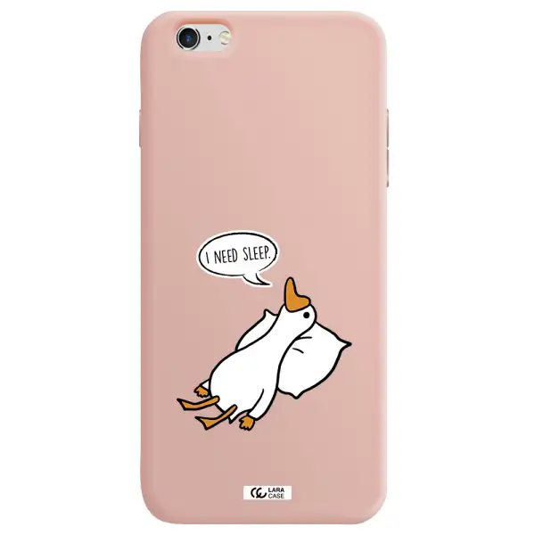 a cartoon of a duck with a pillow Apple iPhone 6 plus Silicone pastel pink Case