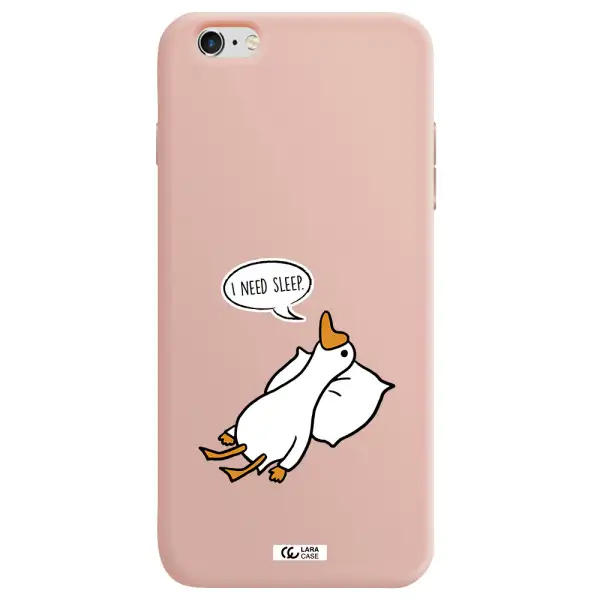 a cartoon of a duck with a pillow Apple iPhone 6 s plus Silicone pastel pink Case