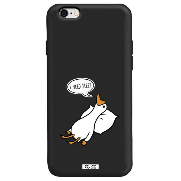 a cartoon of a duck with a pillow Apple iPhone 6 Silicone black Case