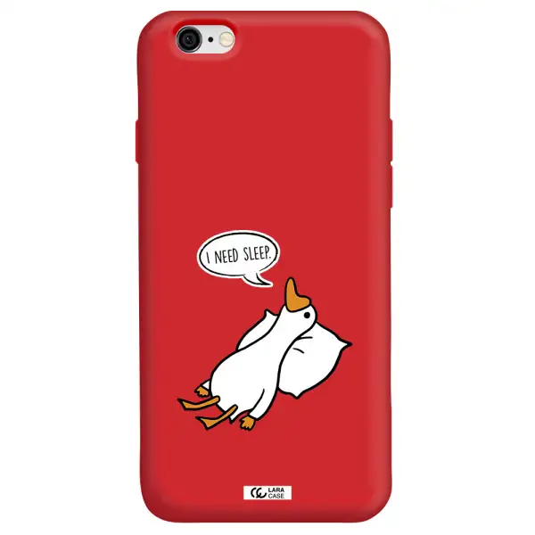 a cartoon of a duck with a pillow Apple iPhone 6 Silicone Imperial Red Case