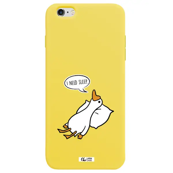 a cartoon of a duck with a pillow Apple iPhone 6S Silicone canary yellow Case