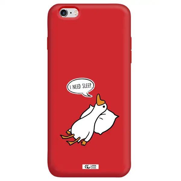 a cartoon of a duck with a pillow Apple iPhone 6S Silicone Imperial Red Case