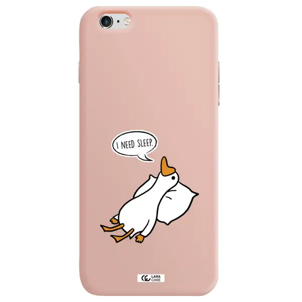a cartoon of a duck with a pillow Apple iPhone 6S Silicone pastel pink Case