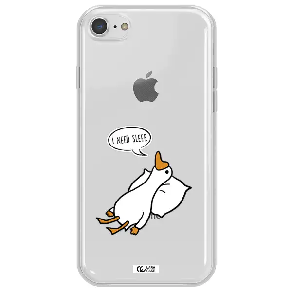 a cartoon of a duck with a pillow Apple iPhone 7 Clear TPU Case