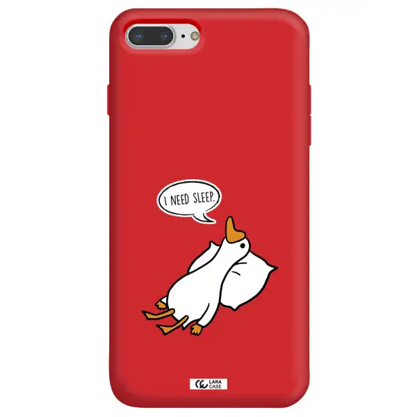 a cartoon of a duck with a pillow Apple iPhone 7 plus Silicone Imperial Red Case