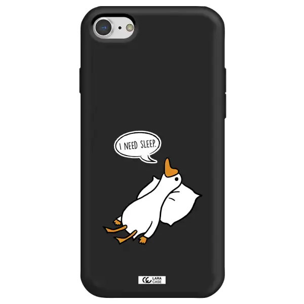 a cartoon of a duck with a pillow Apple iPhone 7 Silicone black Case