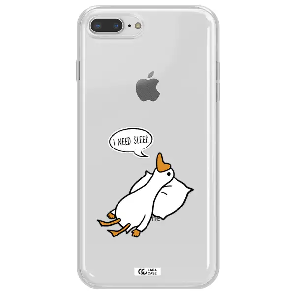 a cartoon of a duck with a pillow Apple iPhone 8 plus Clear TPU Case