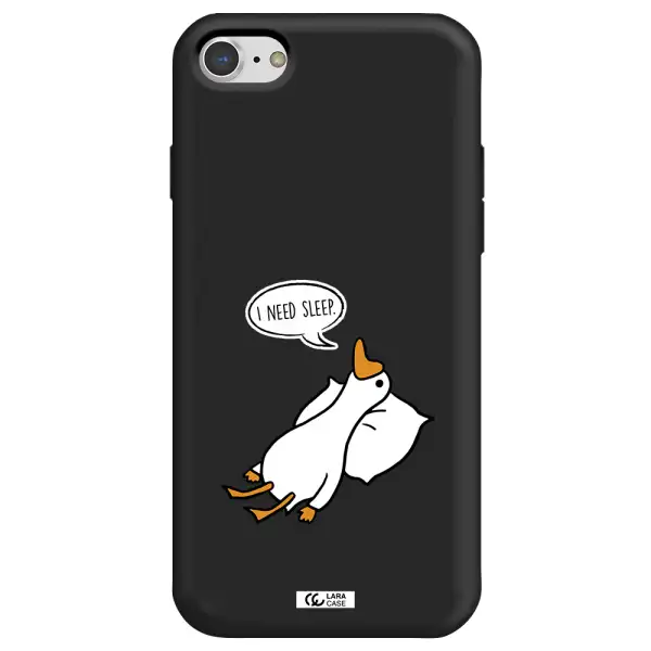 a cartoon of a duck with a pillow Apple iPhone 8 Silicone black Case