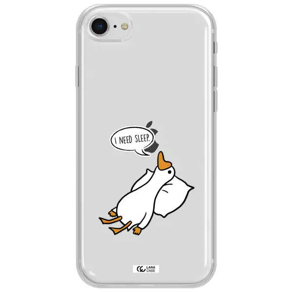 A Cartoon Of A Duck With A Pillow Apple Iphone Se 2020 Clear Tpu Case